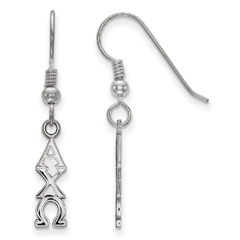 Ladies earrings trending styles-Sterling Silver Alpha Chi Omega Small Dangle Earrings