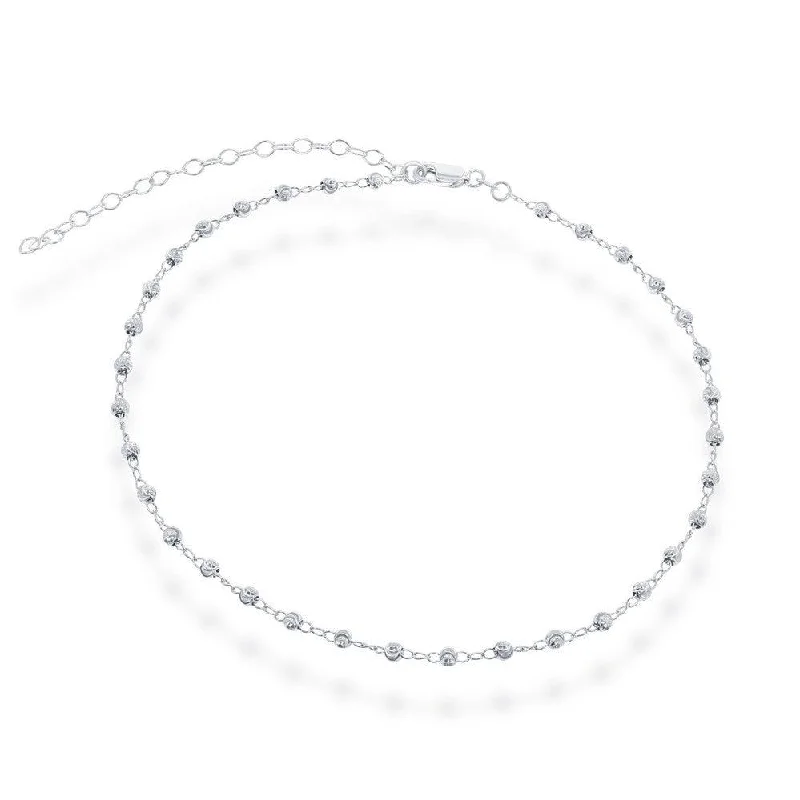 Ladies necklaces future trends-Sterling Silver Moon Cut Bead Choker Necklace