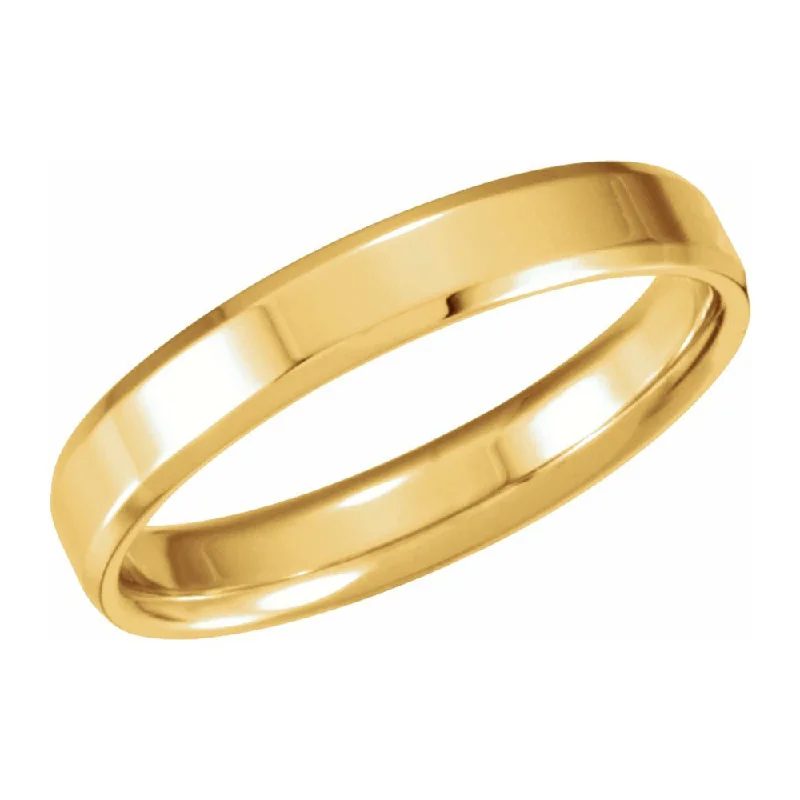 Ladies rings punk flair-4mm 10K Yellow Gold Polished Beveled Edge Comfort Fit Band