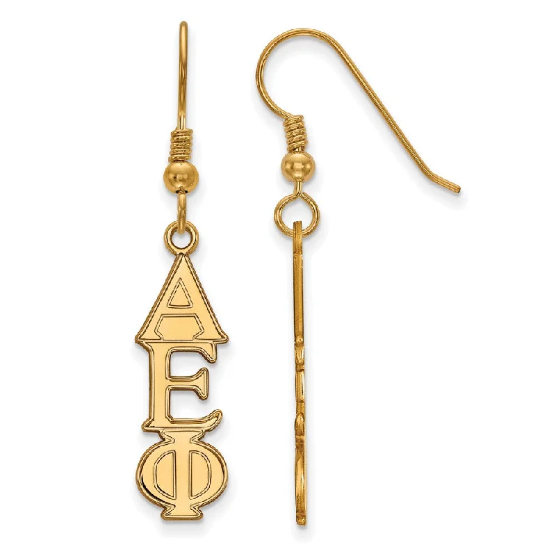 Ladies earrings purchase tips-14K Plated Silver Alpha Epsilon Phi Dangle Medium Earrings