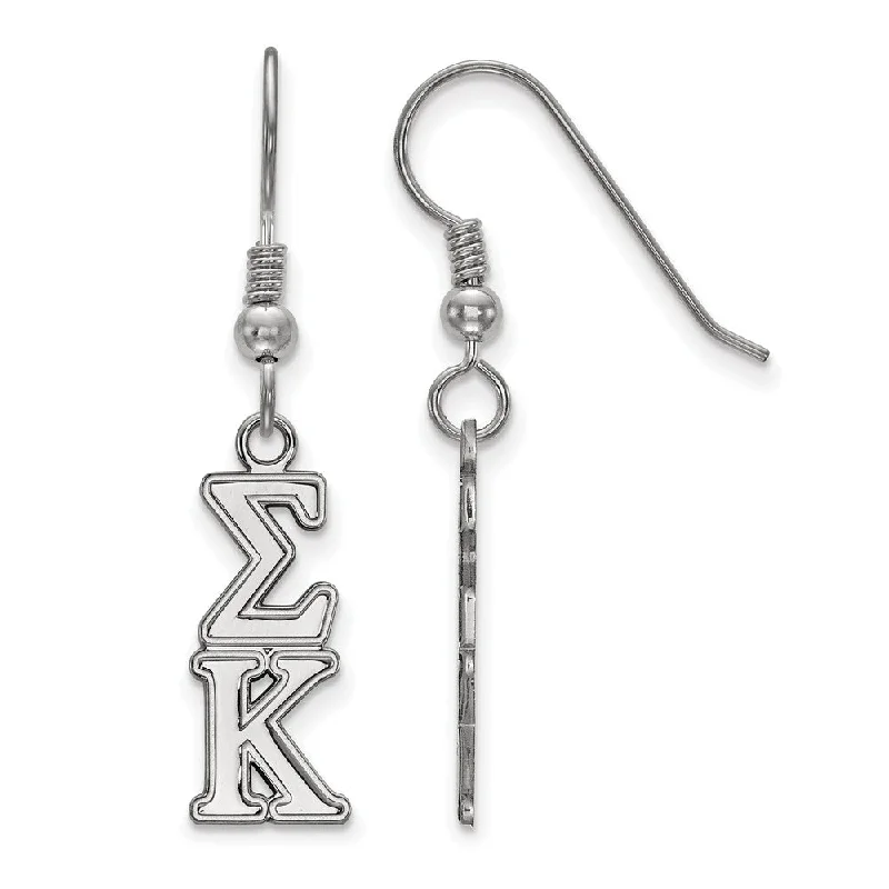 Ladies earrings real gems-Sterling Silver Sigma Kappa Dangle Small Earrings