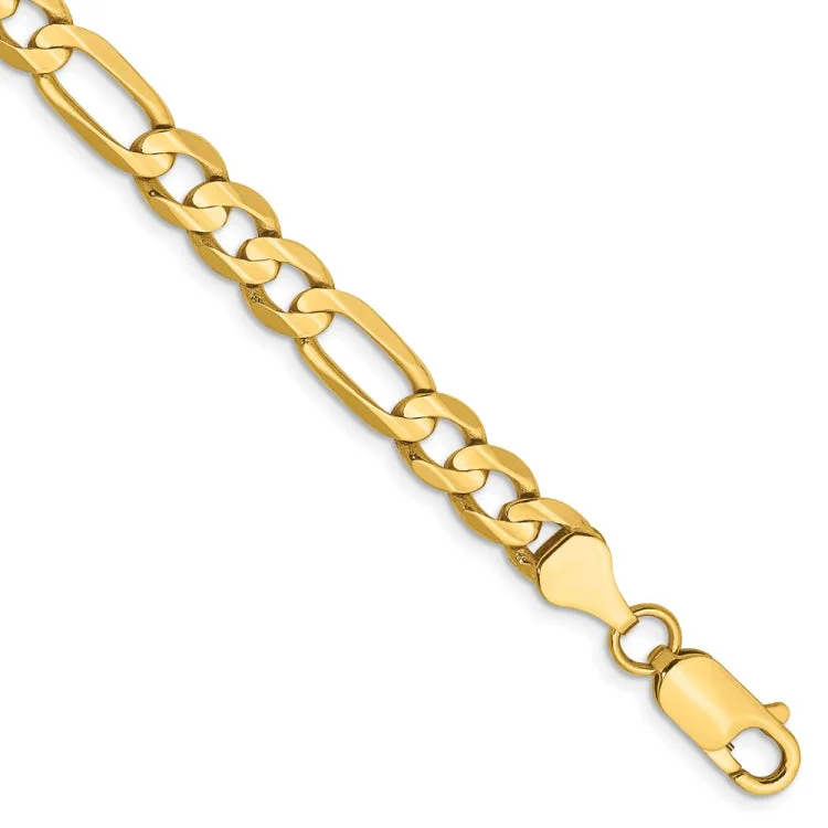 Ladies bracelets faux jewels-14K 8 inch 6mm Concave Open Figaro with Lobster Clasp Bracelet