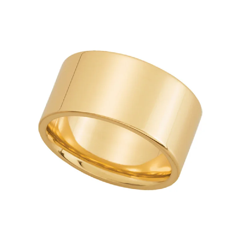 Ladies rings modern styles-10mm Flat Comfort Fit Wedding Band in 14k Yellow Gold