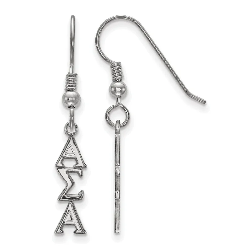 Ladies earrings opulent looks-Sterling Silver Small Alpha Sigma Alpha Dangle Earrings