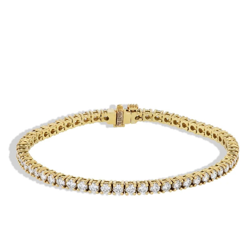 Ladies bracelets memory value-Round Diamond Yellow Gold Tennis Bracelet