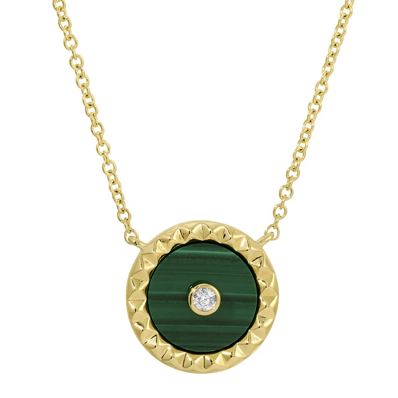 Ladies necklaces mom’s day-BEA MALACHITE DISC NECKLACE