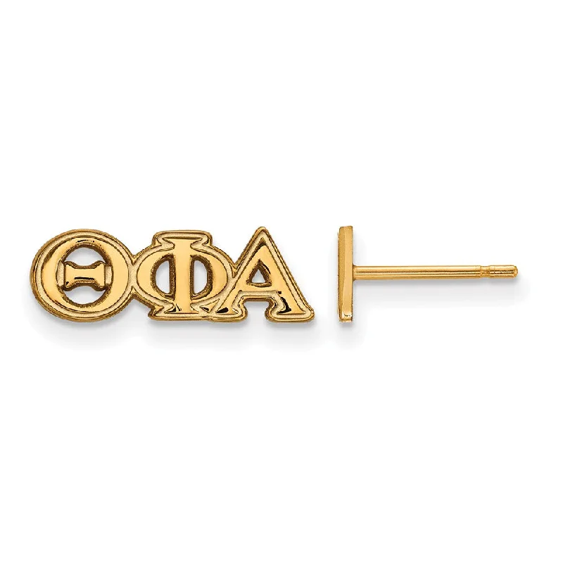 Ladies earrings real gems-14K Plated Silver Theta Phi Alpha XS Greek Letters Post Earrings