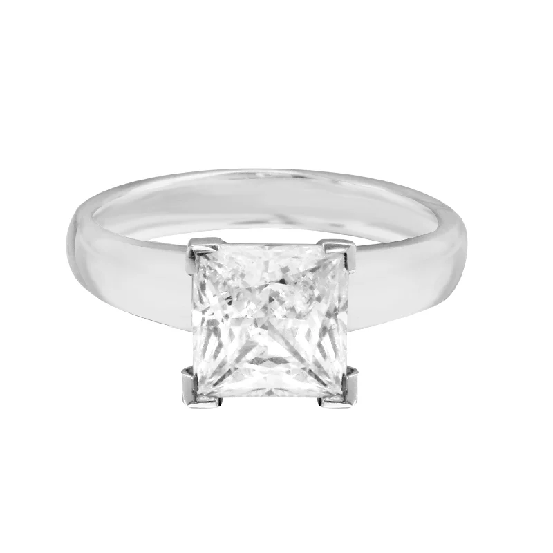 Ladies engagement rings affordable finds-Princess Diamond Solitaire Wide Band Engagement Ring Setting