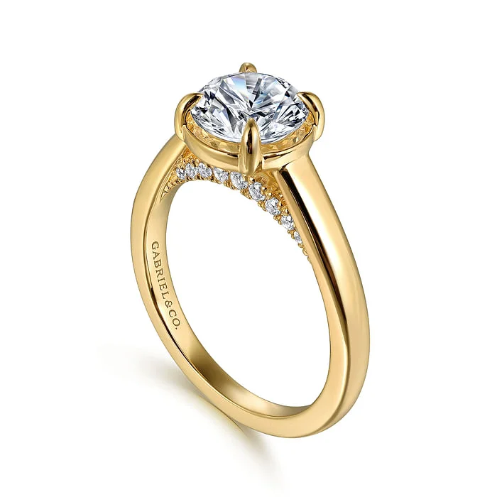 Ladies engagement rings buyer reviews-14K Yellow Gold Round Diamond Engagement Ring