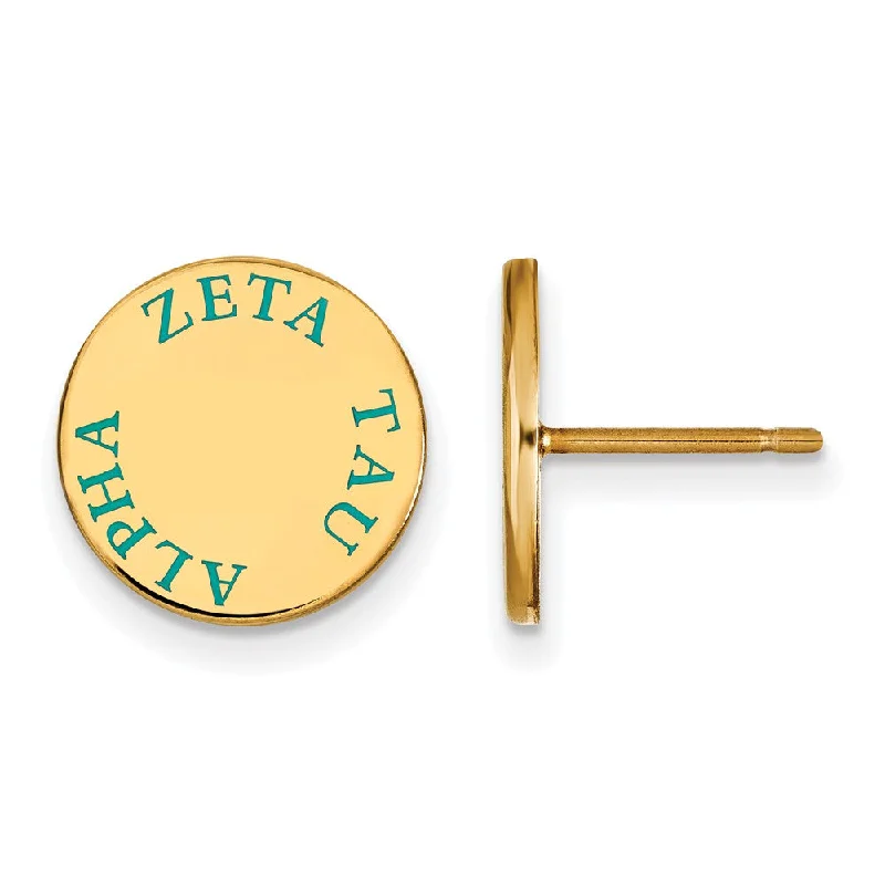 Ladies earrings event glamour-14K Plated Silver Zeta Tau Alpha Enamel Post Earrings