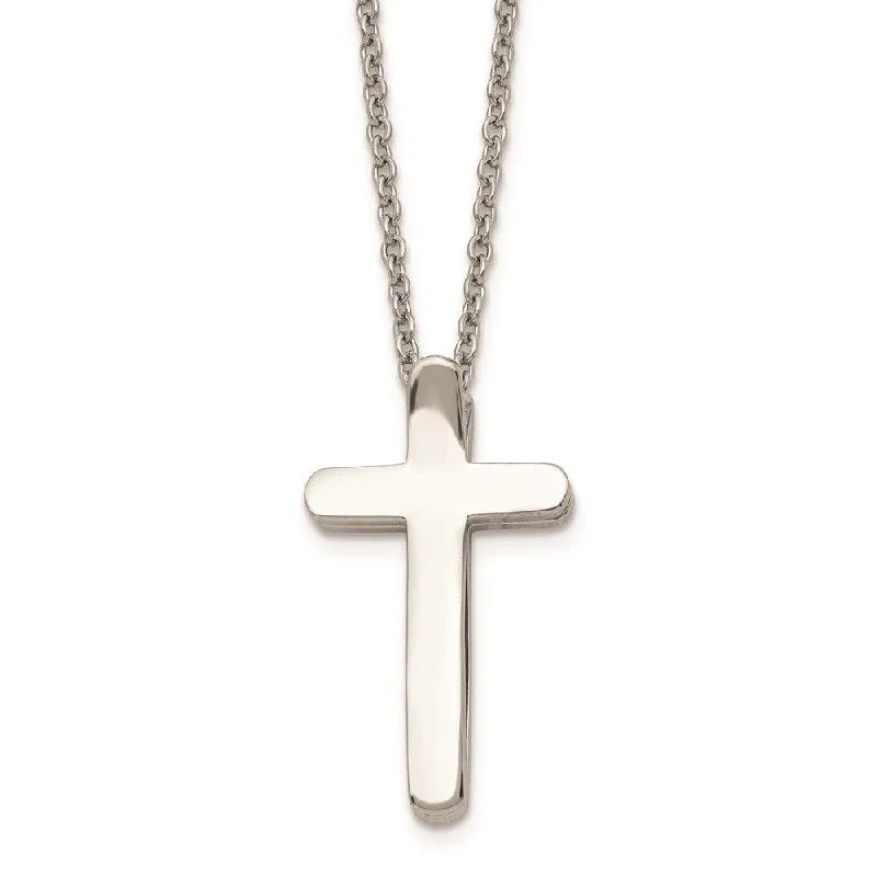 Ladies necklaces web stores-Stainless Steel Religious Fish & Cross Necklace