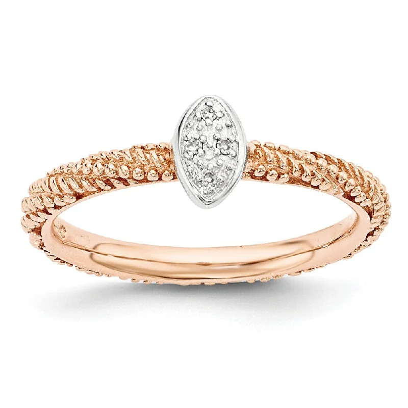 Ladies rings ethnic patterns-Sterling Silver & Rose Gold Tone .02 Ctw I3 H-I Diamond Stackable Ring