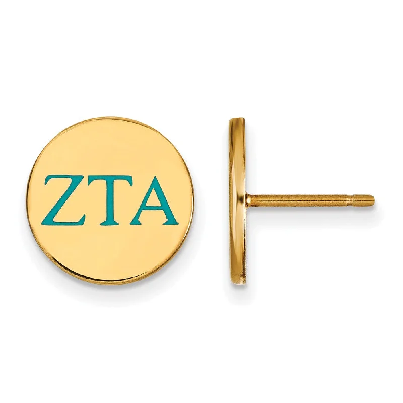 Ladies earrings steel choices-14K Plated Silver & Enamel Zeta Tau Alpha Post Earrings