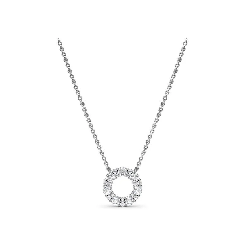 Ladies necklaces European elegance-Shared Prong Diamond Circle Necklace N1868D