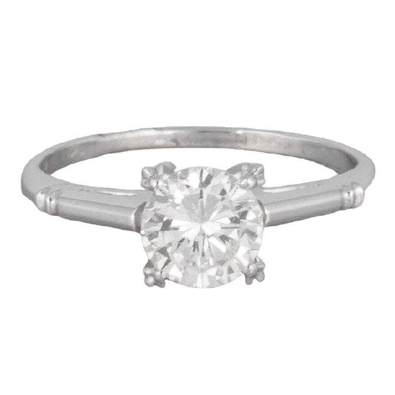 Ladies engagement rings marquise styles-Modern Estate 14k White Gold Solitaire Diamond Engagement Ring 0.68ct Size 4