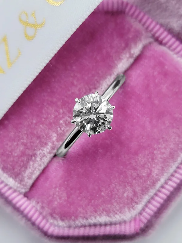 Ladies engagement rings unique picks-1 Carat Lab Grown Round Brilliant Cut Solitaire Diamond Engagement Ring in White Gold