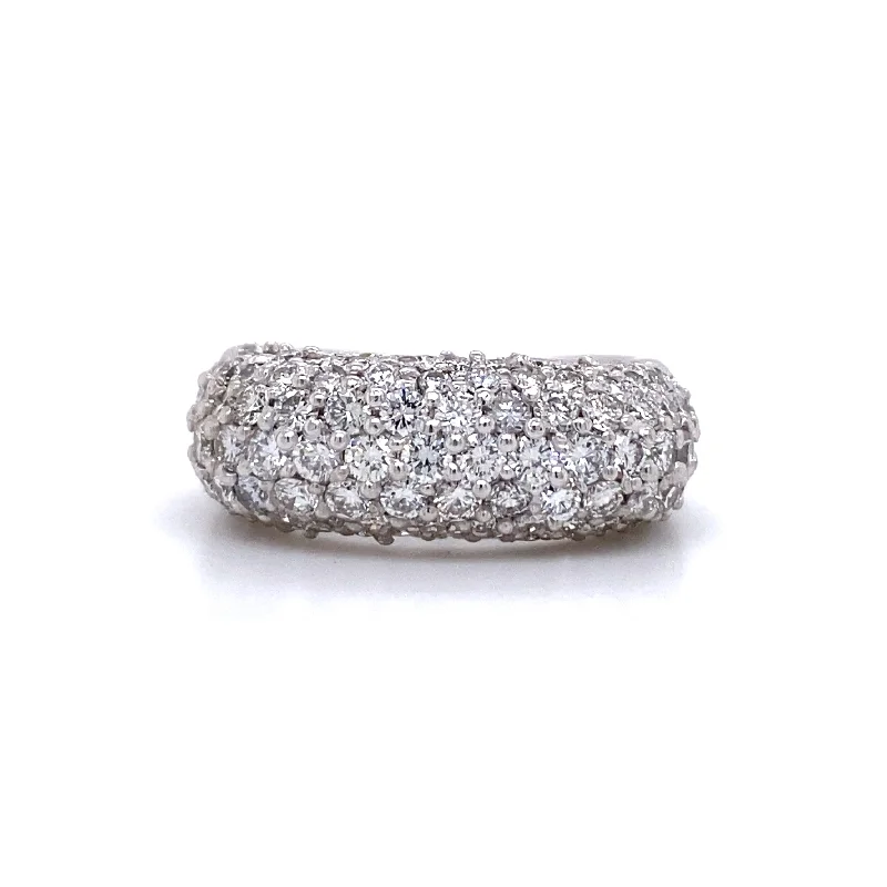 Ladies rings diamond accents-Estate Pave Diamond Ring in White Gold