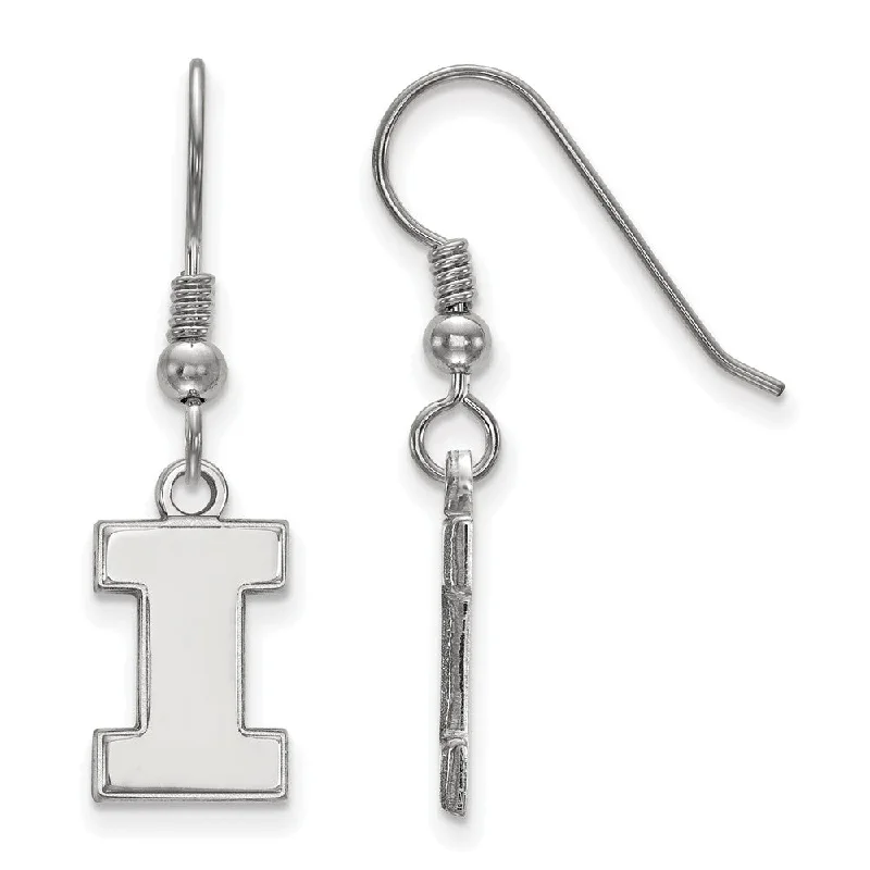 Ladies earrings perfect gifts-Sterling Silver University of Illinois Sm Initial I Dangle Earrings