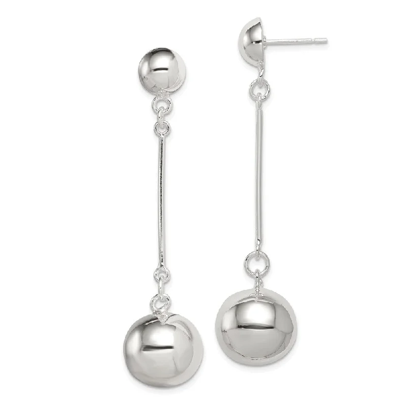 Ladies earrings bridal must-haves-14mm Polished Ball Dangle Earrings in Sterling Silver