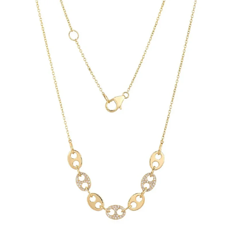 Ladies necklaces milestone picks-MARGAUX DIAMOND ANCHOR CHAIN + LINK CHAIN NECKLACE