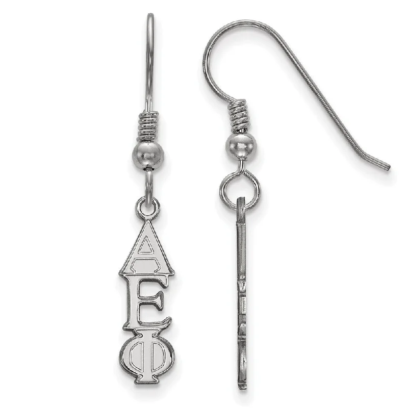 Ladies earrings future trends-Sterling Silver Small Alpha Epsilon Phi Dangle Earrings