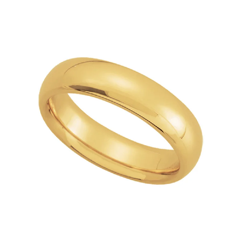 Ladies rings engraved names-5mm Domed Comfort Fit Wedding Band in 10k Yellow Gold