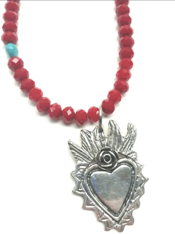 Ladies necklaces romantic gifts-Sacred Heart Necklace