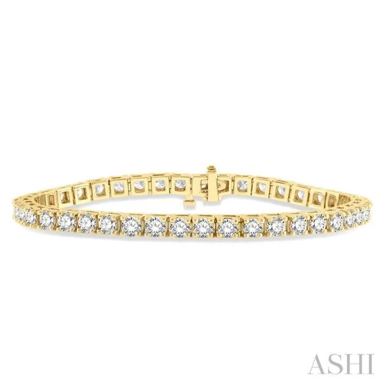 Ladies bracelets engagement gifts-8 Ctw Square Shape Round Cut Diamond Tennis Bracelet in 14K Yellow Gold