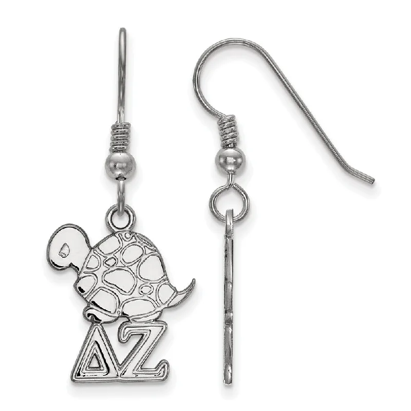 Ladies earrings purchase tips-Sterling Silver Delta Zeta Small Dangle Earrings