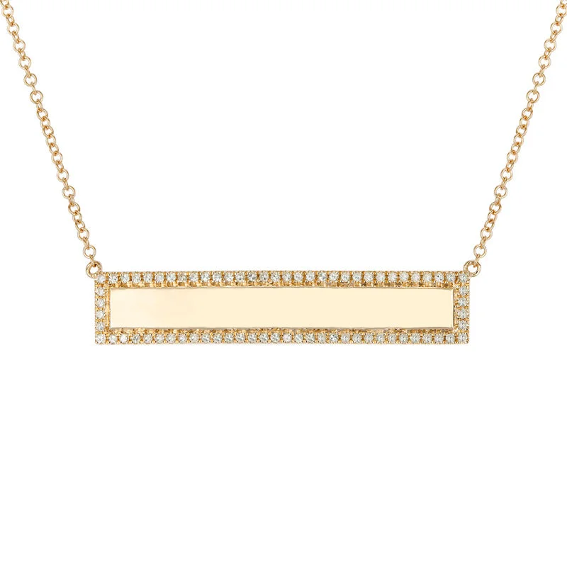 Ladies necklaces multi-layer-KENZIE ENGRAVABLE BAR DIAMOND EDGE NECKLACE