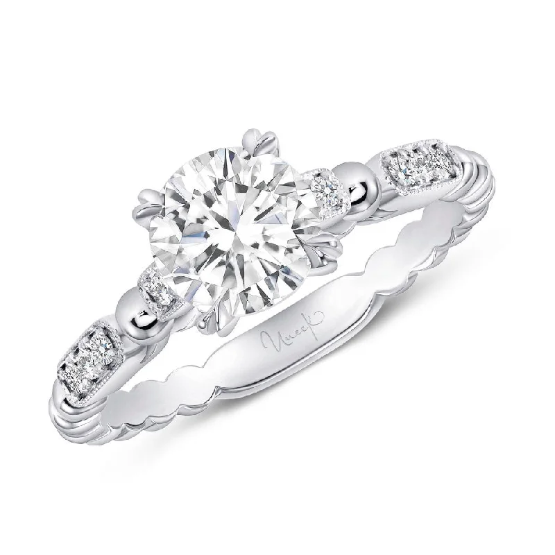 Ladies engagement rings world brands-Uneek Us Collection Straight Round Engagement Ring