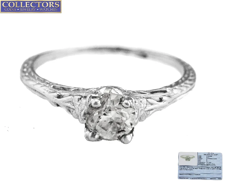 Ladies engagement rings matching pairs-Ladies Platinum 0.71ct H-I I1 Old European Cut Diamond Solitaire Engagement Ring