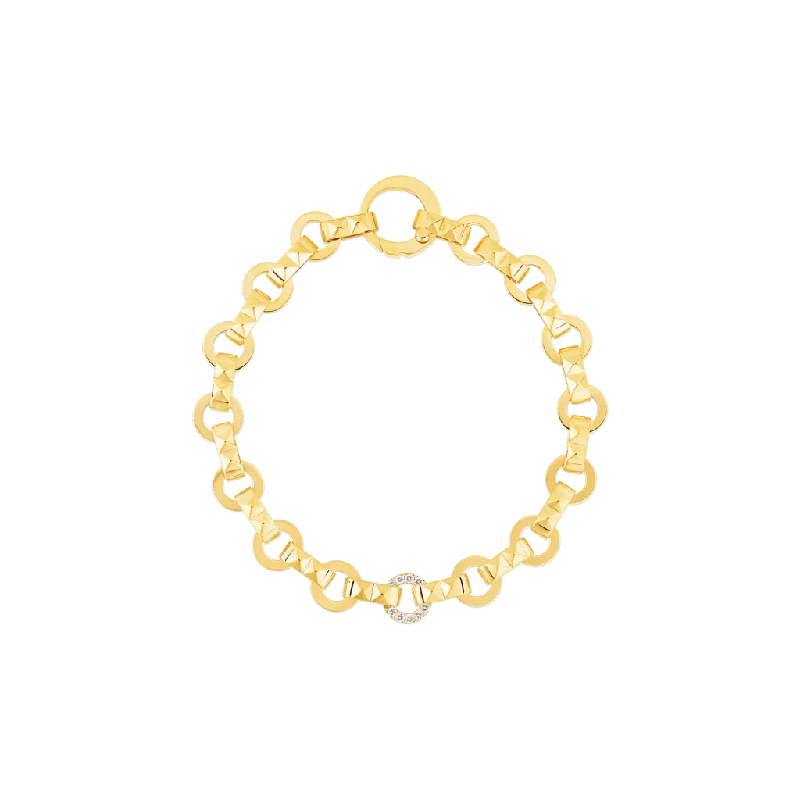 Ladies bracelets high-end labels-18Kt Yellow Gold Diamond Accent Petit Obelisco Bracelet