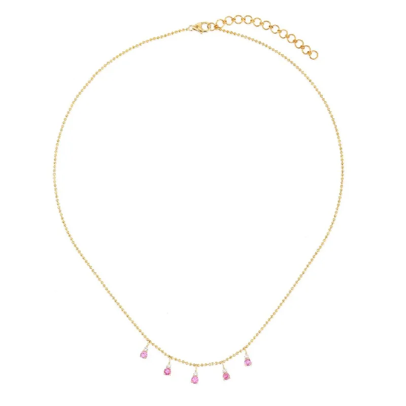 Ladies necklaces trending designs-FELICIA PINK DIAMOND DROP NECKLACE