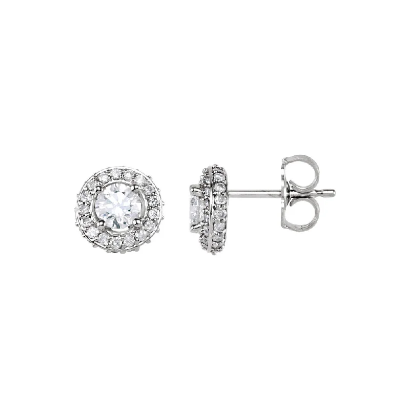 Ladies earrings best brands-7/8 Cttw Diamond Entourage 7.5mm Post Earrings in 14k White Gold