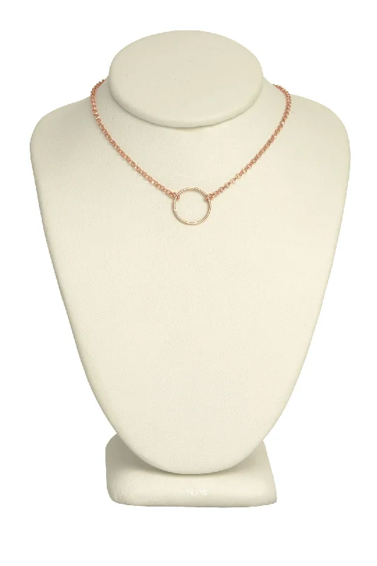 Ladies necklaces rose gold-Rose Gold Tiny Circle Necklace