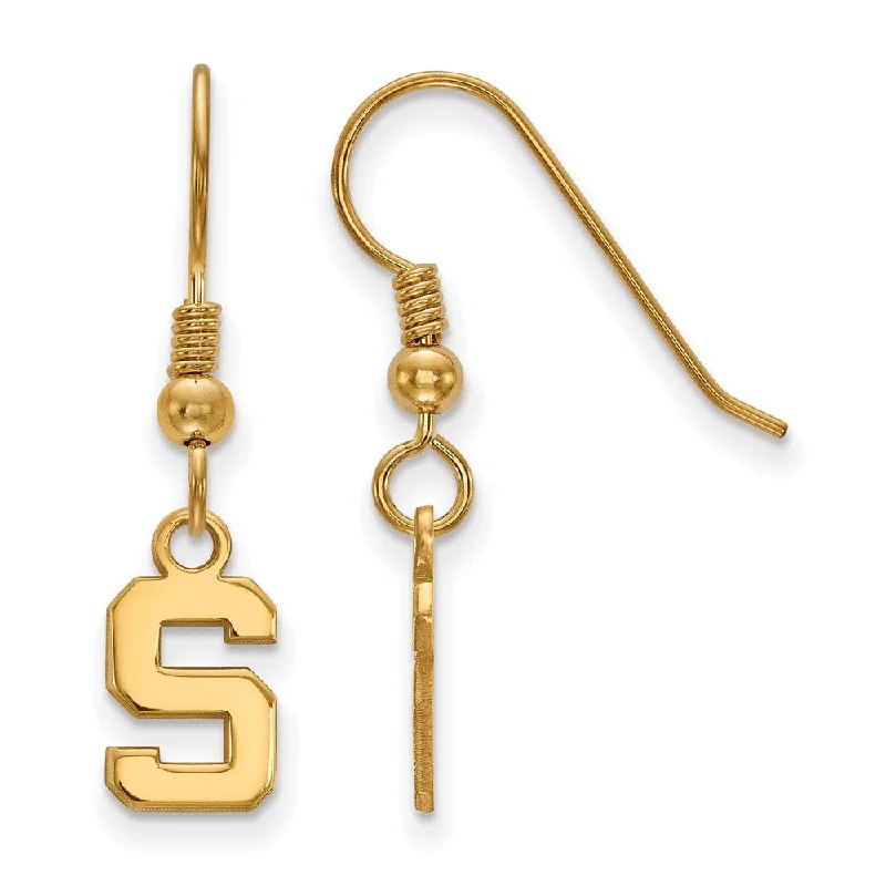 Ladies earrings rose gold-14k Gold Plated Silver Michigan State Univ. XS (Tiny) Dangle Earrings