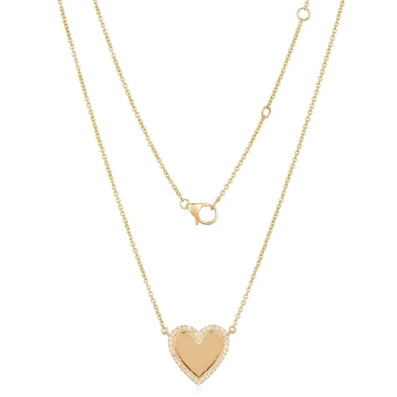 Ladies necklaces purchase guide-SOFIA  DIAMOND EDGED HEART NECKLACE