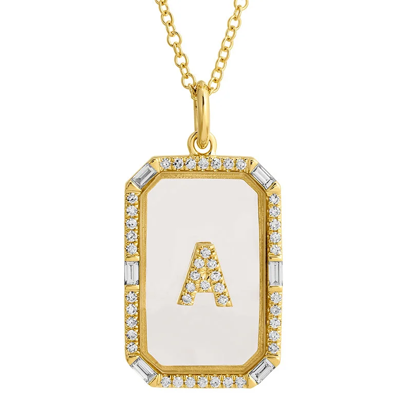 Ladies necklaces subtle luxury-RECTANGLE SAPPHIRE CRYSTAL INITIAL NECKLACE