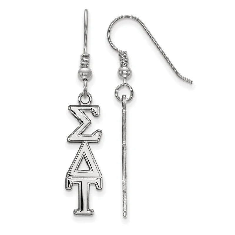 Ladies earrings online deals-Sterling Silver Sigma Delta Tau Dangle Medium Earrings