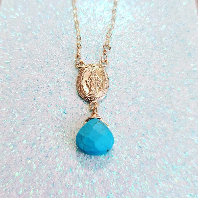 Ladies necklaces opulent designs-La Virgencita Turquoise Healing Necklace