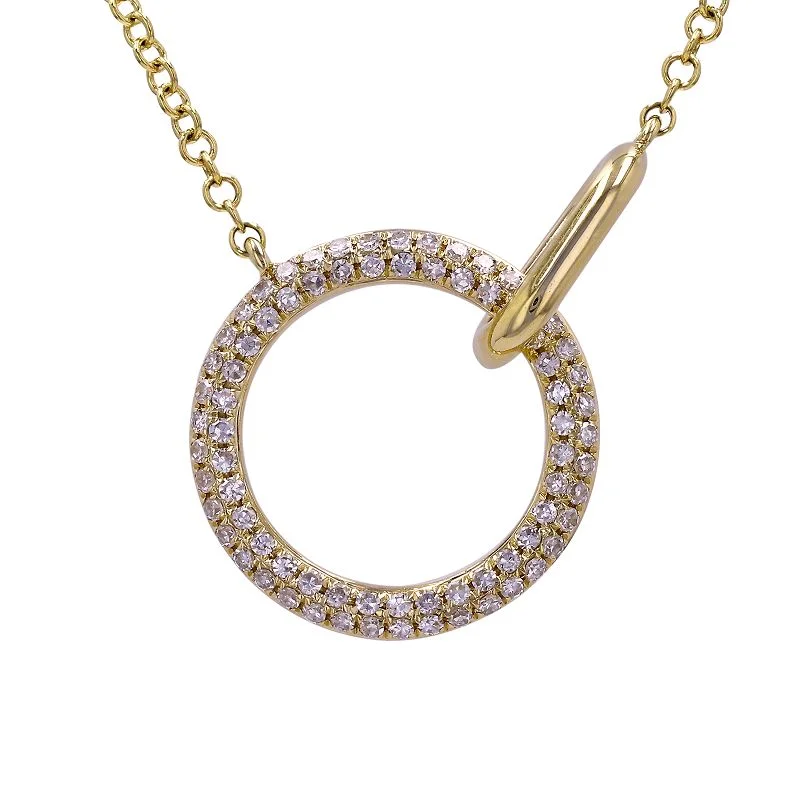 Ladies necklaces sapphire charms-ADDISON DIAMOND OPEN CIRCLE NECKLACE