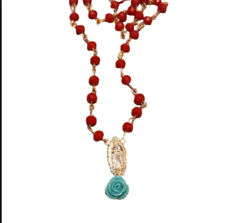 Ladies necklaces winter styles-Rosary Crystal Necklace