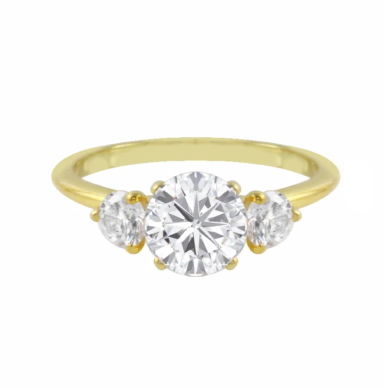 Ladies engagement rings holiday specials-Three Stone Round Diamond Engagement Ring