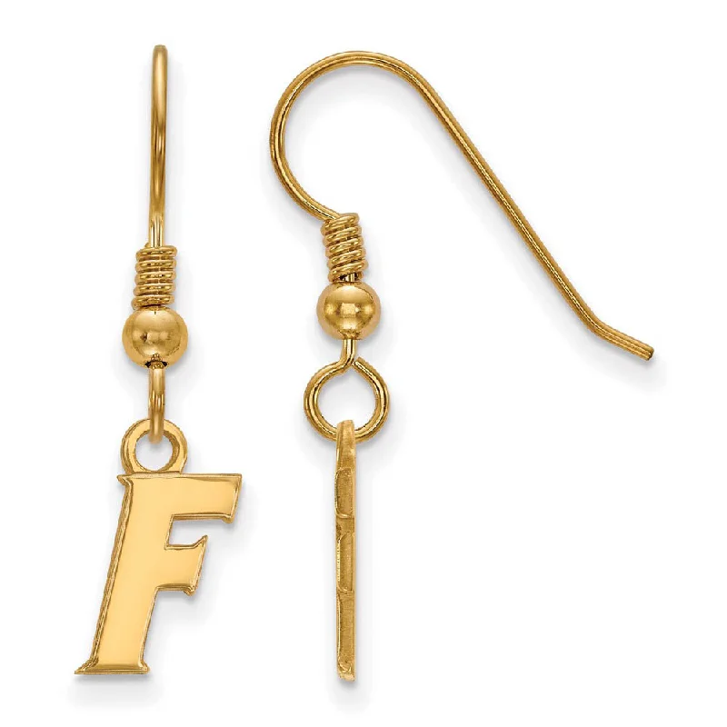 Ladies earrings plated gold-14k Gold Plated Silver University of Florida XS (Tiny) Dangle Earrings