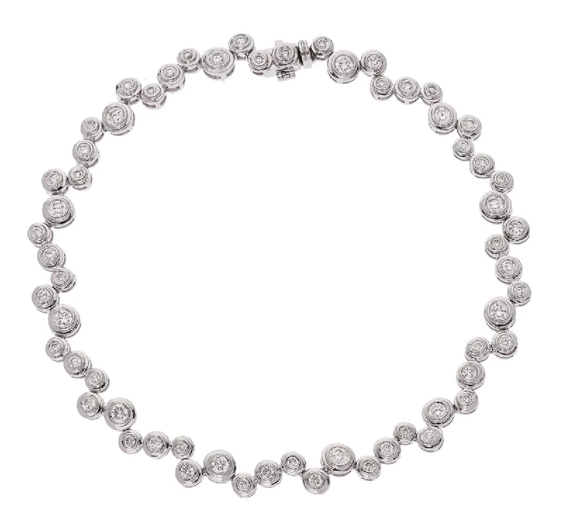 Ladies bracelets festive gifts-Round Cut Diamond Full Staggered Line Tennis Bracelet in Rub Over Setting