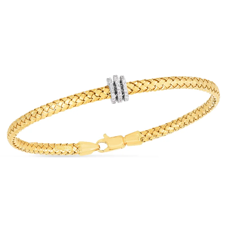 Ladies bracelets online deals-14K Deco Woven Diamond Bracelet