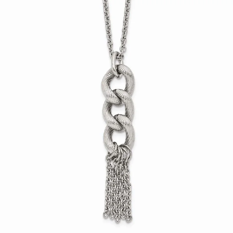 Ladies necklaces birthday treats-Stainless Steel Oval Chain with 2in ext. Necklace