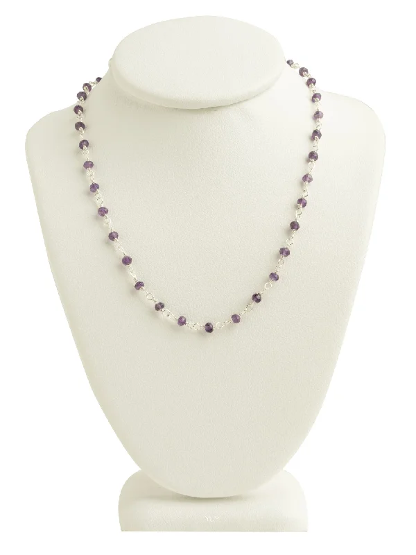 Ladies necklaces heart accents-Amethyst Gemstone Necklace