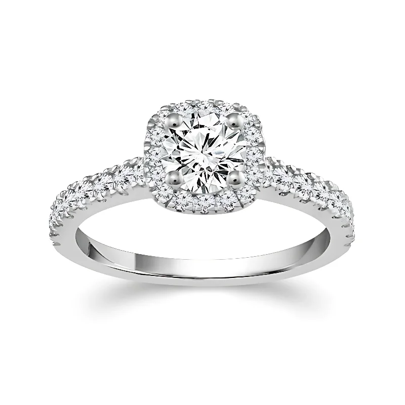 Ladies engagement rings heirloom styles-Cushion Shaped Halo Engagement Ring